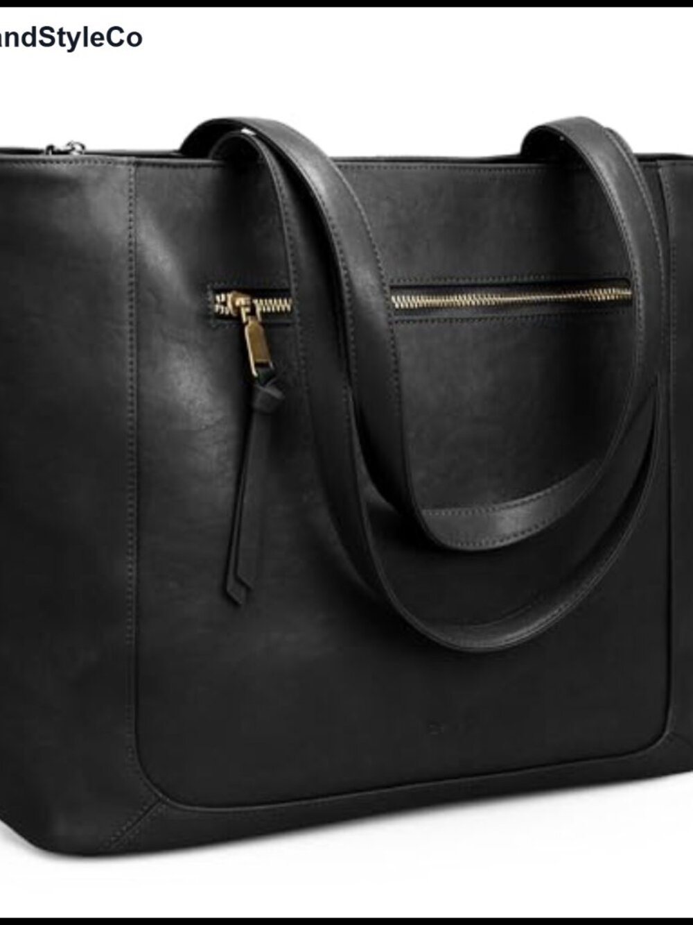 Genuine Leather Tote Bag Large Laptop Work Bag with Zipper